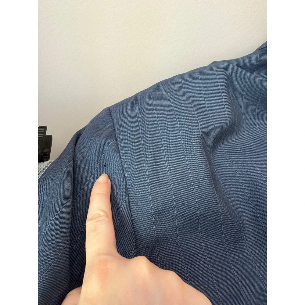 Joseph Abboud Pinstripe Wool Blazer Suit Jacket Mens 43L Blue Union Made USA